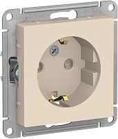 Розетка с заземлением без рамки Systeme Electric AtlasDesign 1-м. шторки бежевый картинка